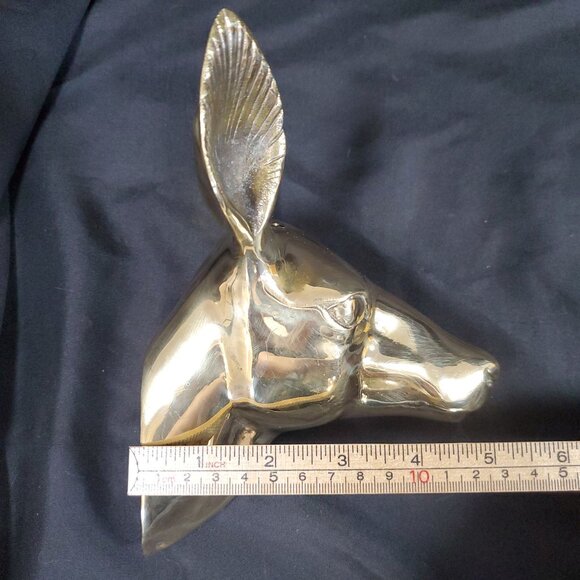VTG Solid Brass Deer Head Wall Mount Polished Brass Stag Sculpture Rustic Lodge - Picture 10 of 14